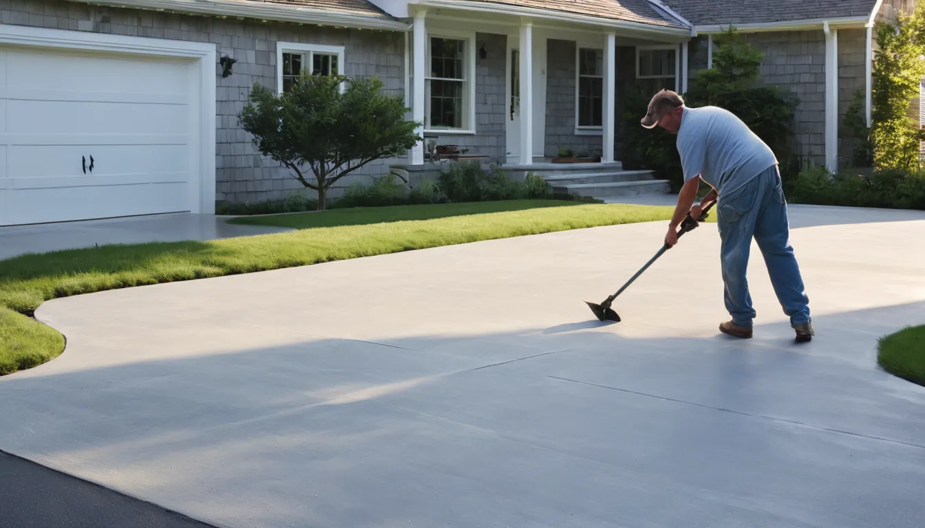 A freshly poured concrete driveway beside a New England style home in Sayreville